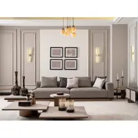AEA Garniture Salon Canapé 4 places Tables basses 5pcs Gris Set
