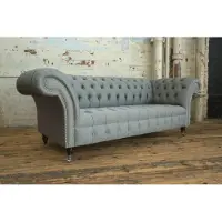 AEA Canapé 3 places rembourré Design Canapé 3 places Chambre Chesterfield Gris Nouveau