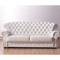 AEA Chesterfield trois places Dossier haut Véritable canapé en cuir fait main Coussin Nouveau