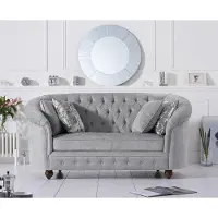 AEA Jvmoebel  - Landhaus Designer Couch - Chesterfield Textil Sofa Grau Stoff
