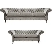 AEA Chesterfield Wohnzimmer Textilgarnitur Designer Dreisitzer 2-Sitzer 2tlg