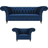 AEA Blau Sofa Dreisitze Wohnzimmer Sessel Chesterfield Polstersitz Einrichtung