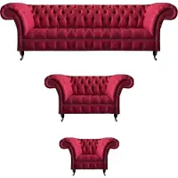 AEA Salon rose Chesterfield Garniture de salon luxueuse 3pcs Set