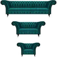 AEA Grün Chesterfield Sofa Komplett Modern Design Möbel Couchgarnitur Wohnzimmer