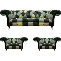 AEA Moderne Multicolore Canapé Set 3pcs Chesterfield Sièges Fauteuil Designer Meubles