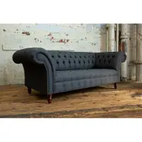 AEA Chesterfield Noir Canapé Coussin 3 places Canapé Siège Garniture Canapés Nouveau