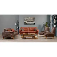 Xl Moebel Gmbh Moderner brauner Stoffsofa 4-teiliges Wohnzimmer Set mit Holzrahmen