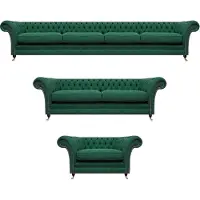 AEA Meubles rembourrés Chesterfield Vert Ensemble de canapés 3 pièces Salon complet Meubles