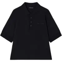 Armani Exchange pour femme. XW000887AF10819UC001 Polo élastique en piqué de coton Essential Logo Signature noir (S), Casuel, Manche cour