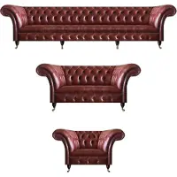 AEA Chesterfield Polstermöbel Braun Komplett Sofagarnitur 3tlg Wohnzimmer