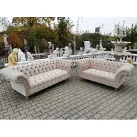 Xl Moebel Gmbh Designer Chesterfield Sofagarnitur Textil Beige 3+2 Couch Polster Sitz Sofa