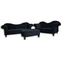 AEA Designer Chesterfield Sofagarnitur Textil 3 + 2 + Hocker Couch Polster Sofa