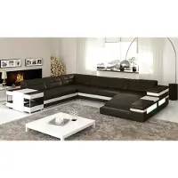 AEA Ledersofa LED USB Sofa Couch Polster Ecke Wohnlandschaft Ecksofa Design Leder