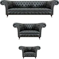 AEA Leder Sofa Couch Polster Garnitur Sofagarnitur 3tlg Luxuriöse Wohnzimmer