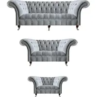 AEA Canapés en textile Chesterfield gris clair Fauteuil trois places Designer Sièges