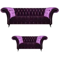 AEA Wohnzimmer Lila Chesterfield Sofagarnitur Moderne Textilcouchen 2tlg