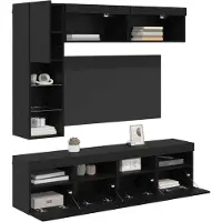 vidaXL : Meubles TV, 7 pièces, finition bois imitation chêne noir, matériau composite