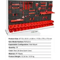 OEM Bac de rangement mural, 30 bacs, couleur rouge, 30Bin