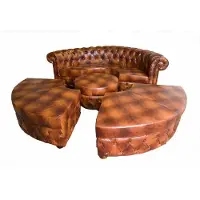 AEA Chesterfield Rundsofa Ledersofa Ecksofa Couch Polster Sitz Rund Sofa Garnitur