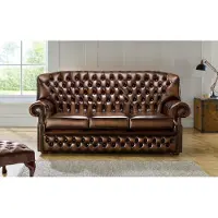 AEA Klassische Leder Sofa Couch Polster 3 Sitzer Leder Sofas Couchen Braune Garnitur