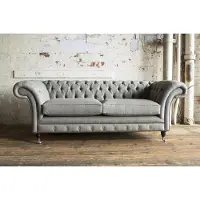 Xl Moebel Gmbh XXL Sofa 3 Sitzer Couch Chesterfield Polster Sitz Garnitur Leder Hellgrau