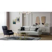 AEA Gruppe Sofas Dreisitzer Sessel Couch Polstersofa Stoffsofa Blau 2tlg