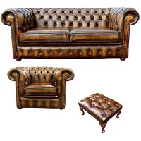 AEA Chesterfield Sofa Couch Polster Leder Sofagarnitur 2+1 Polster Set #462