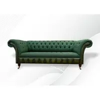 AEA Wohnzimmer Möbel Stoff Textil Dreisitzer Sofa Couch Polster Grüne Chesterfield