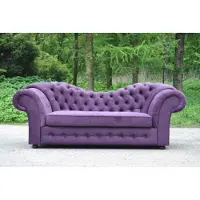 AEA Chesterfield Couch Polster Textil Couchen Dreisitzer Wohnzimmer Sofa Lila Samt
