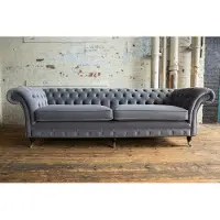 AEA XXL Sofa 4 Sitzer Couch Chesterfield Polster Sitz Garnitur Leder Graue
