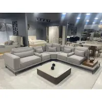 AEA Stilvolles Graues Ecksofa Designer Wohnzimmer Textil Wohnlandschaft