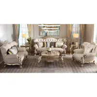 AEA Klassische Chestefield Wohnzimmer Garnitur 3-Sitzer Sessel Tische