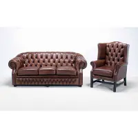 AEA Sofagarnitur Chesterfield Sofa Set Ohrensessel Couch Polster Sitz Garnitur