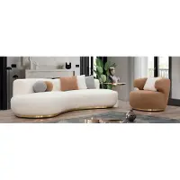 AEA Luxuriöses Wohnzimmer-Set Designer Weiße Polstercouch Stoffsessel