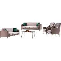 AEA Sofagarnitur Sofa 3+3+1+1 Sitzer Wohnzimmer Set 4tlg Sofas Modern Beige Stil