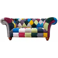 AEA Sofa 2 Sitzer Chesterfield Textil Couch Polster Design Luxus Mehrfarbig
