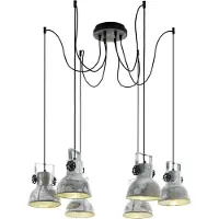 Eglo Lampe à suspendre Barnstaple 6 flammes bois patine brune, noir, zinc 49732