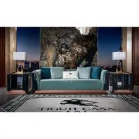 AEA Canapé Chesterfield en cuir Canapé trois places rembourré Meubles design de luxe Salon