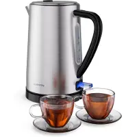 Klarstein Verosteel bouilloire 1,7 L – Bouilloire électrique en acier inoxydable 2200 W, design moderne, filtre anticalcaire, base pivotante à 360°, arrêt automatique