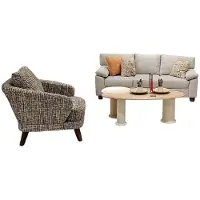 AEA 2-teiliges Wohnzimmer-Set 3-Sitzer + Sessel in stilvollem Grau.