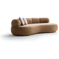 AEA Brauner 3-Sitzer-Sofa Wohnzimmer-Sofa Gebogenes Sofa Wohnzimmermöbel