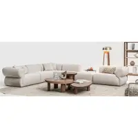 AEA Gemütliches Ecksofa L-Form Beige Polstersofa Wohnlandschaft Couch
