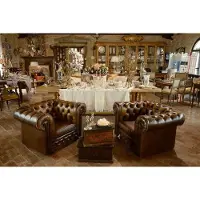 AEA Design Chesterfield 1+1 Sofagarnitur Leder Beige Couch Polster Sessel Sofa