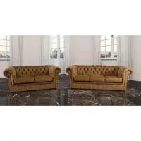 AEA Chesterfield Couch Polster Sofas Sofa Couchen Leder Sofagarnitur 3+2 #86