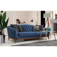 AEA Luxe Canapé Design Trois Places Canapé Moderne Bleu Canapé Meuble Rembourrage Loft Nouveau