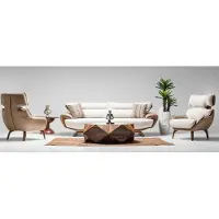 Xl Moebel Gmbh Canapé complet trois places fauteuil beige 3pcs canapé rembourré tissu