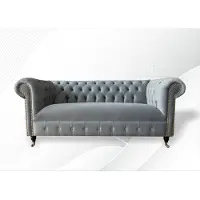 AEA Canapé Chesterfield, revêtement en tissu ou en cuir, ensemble textile pour canapé, modèle 3 places