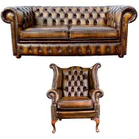 AEA Chesterfield Stil Möbel Couch Sofa Polster Sofas Garnitur Leder Set