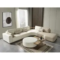 AEA Weißes Ecksofa L-Form Couch Couchtisch Luxus Stoffmöbel Weiß Design