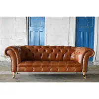 AEA Canapé Chesterfield marron Canapé rembourré 3 places Siège Canapé Garniture Nouveau